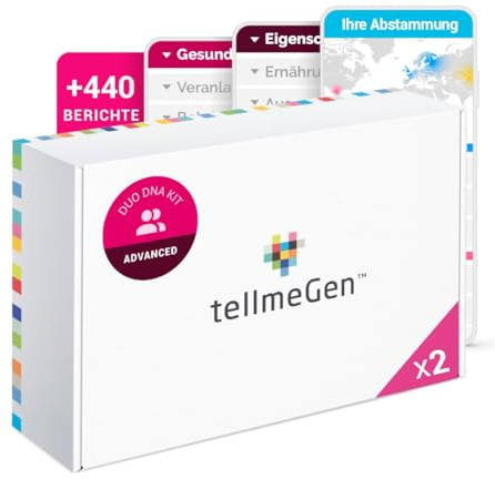 tellmeGen Advanced Duo-DNA-Analyse (Gesundheit + Eigenschaften + Wellness + Abstammung) Über 400 aktualisierte Berichte