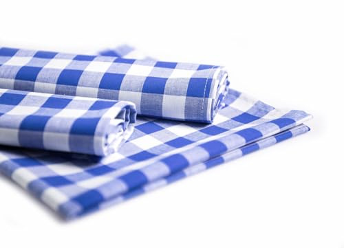 texpot Landhaus Serviette 30 x 30 cm Blau-weiß Kariert aus 100% Baumwolle im 20 mm Karo Bauernkaro
