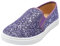 Feversole Women's Fashion Slip-On Trainer Casual Flat Loafers，Skater Pumps Trainers Sneakers Shoes Laveder Glitter Size 6