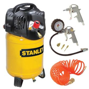 Stanley Kit compresseur, compresseur d'air sans huile, vertical, 1.5 ch, 10 bar, cuve 24 L, incl. 6 accessoires