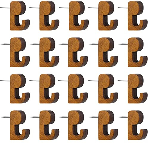 Wooden Push Pins Hooks for Cork Board Decorative Thumb Tacks for Wall Hanging 30 Pcs Push Pin Hanger for Bulletin Board or Wall Map,Photo Hanging Home Office Supplies
