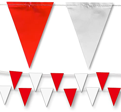 NACARUM Wimpel-Banner-Flaggen | OSHA 227 kg bewertet | Strang lichtbeständig (rot und weiß, 300 m)