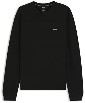 BOSS Mens Momentum-X CN Branded crew-neck sweater in dry-flex fabric Black