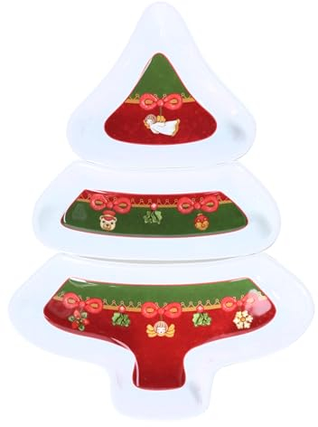THUN - Antipastiera a Forma di Albero di Natale in Porcellana, Linea Desideri di Natale, 28x39x5 cm