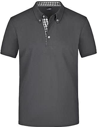 James & Nicholson Klassisches Herren Polohemd - Polohemd mit Button-Down-Kragen | Farbe: graphite/graphite-white | Grösse: XXL