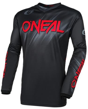 O'NEAL | Motocross-Jersey Langarm | MX Enduro | Gepolsterter Ellbogenschutz, V-Ausschnitt, atmungsaktiv | Element Jersey Voltage V.24 | Erwachsene | Schwarz Rot | Größe XL