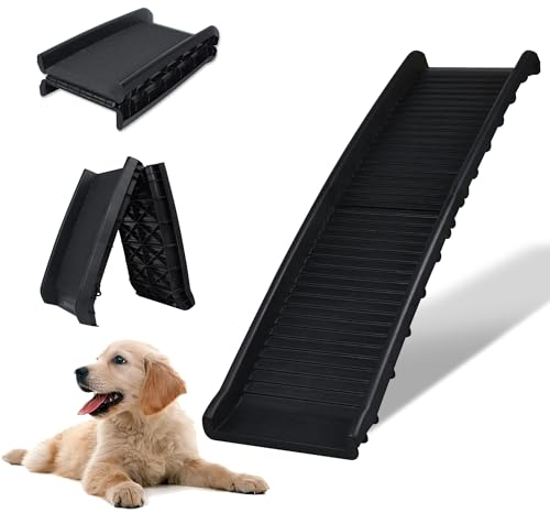 ACXIN Hunderampe klappbar Hundetreppe Hunderampe Auto klappbar Kunststoff Kofferraum Einstiegshilfe Anti-Rutsch bis 90kg 156 x 40cm