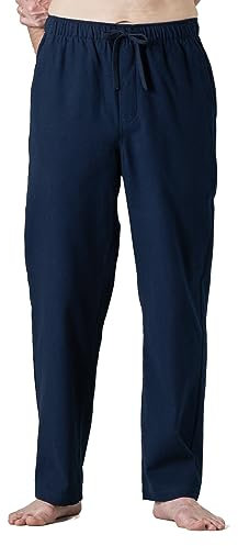 LAPASA Pantaloni Pigiama Micropile e 100% Flanella di Cotone Uomo M39/M128 - Abbigliamento da Notte Pantaloni Tuta Lunghi Casa Relax Elasticizzati Scozzesi Quadri XL Blu
