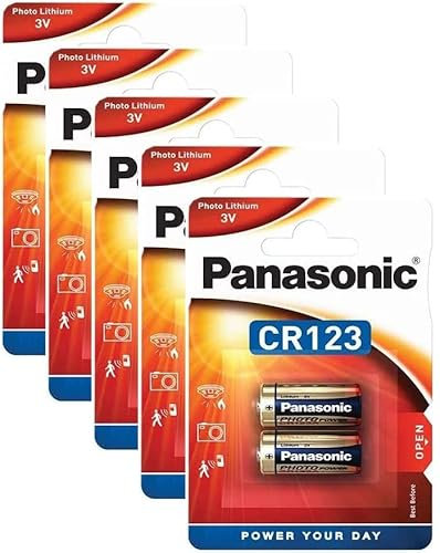 Set 5 blister x2 batterie al litio CR123A / CR17345 Original Panas.