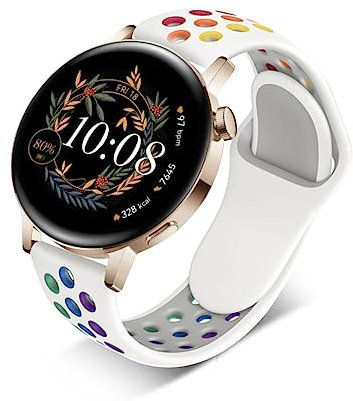 20MM Sport Armband für Huawei Watch GT 3 42mm/ Watch GT 2 42mm Armband, Atmungsaktives Weiches Silikon Ersatz Armband Kompatibel mit Huawei Watch GT 3 42mm/ Watch GT 2 42mm (C)