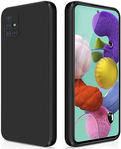 GiiYoon Hülle Kompatibel mit Samsung Galaxy A51, Hochwertiges Liquid Silicone Case, Rundumschutz Handyhülle, Kratzfestes Weiches Mikrofaserfutter- Schwar