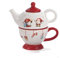 PABEN Set Natalizio Teiera e Tazza con Gnomi 16.6 cm in Ceramica