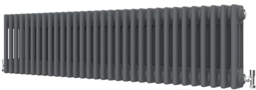 Radbliss Horizontal Traditional 3 Column Radiator 300x1460mm Anthracite Matt Grey Cast Iron Style Design RAD Central Heating