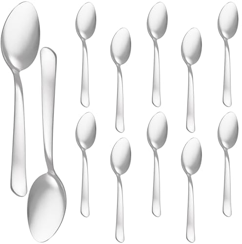 Cucharas soperas acero inoxidable brillo pulido espejo 12 uds 19,5 cms cuchara sopera juegos de cucharas grandes aptas lavavajillas hogar restaurantes