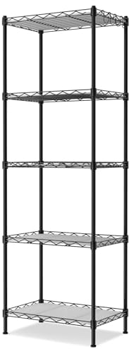 WORKPRO Estantería de Alambre de 5 Niveles, Metal, Almacenaje Con Estantes Ajustables, 4 Ganchos y 5 Paneles de PP, Carga Total de 250 kg, Para Garaje, Cocina, Dormitorio