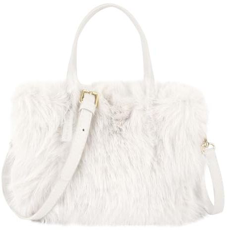 Aisi Damen Mädchen Plüsch Tote Handtasche Weiche Flauschige Faux Pelz Crossbody Tasche Nette Warme Umhängetasche, beige, Einheitsgröße