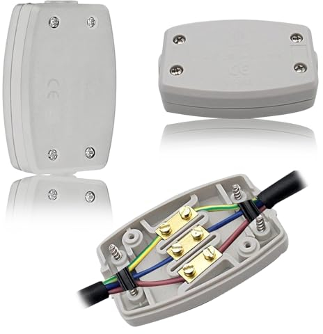 3 Terminal Electrical Junction Box, 2 PCS Flex Connector 13A 250V Cable Joiner Box White Cable Connectors for Outdoor Connector Electrical Power and Automotive Wiring