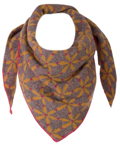 FASHION YOU WANT XXL Schal flauschig schal-tuch damen dicker dreieckstuch groß Wolle BLUME Farben kuschelig (gelb/dunkelgrau)