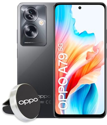 OPPO A79 5G Smartphone, AI Doppia fotocamera 50+2MP, Selfie 8MP, Display 6.72” 90HZ LCD FHD+, 5000mAh, RAM 8(Esp 4GB/6GB/8GB)+ROM 256GB (esp1TB), IPX4, Supporto Auto [Versione Italia], Mistery Black