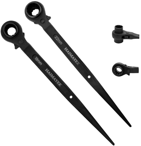 HAIMAYEE 2pcs Cricchetto Per Ponteggi 19/22 mm Destra/Sinistra Commutabile In CR-V Con Chiave A Cricchetto Con Superficie Cromata Opaca