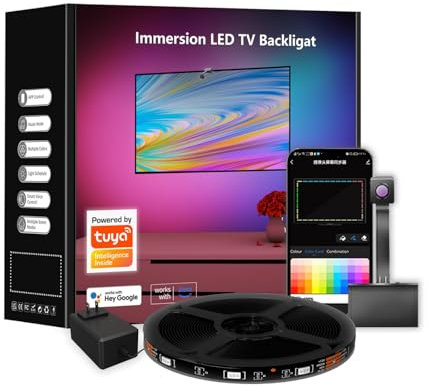 Luces LED de TV para 55-65 pulgadas, tira de luz LED para retroiluminación LED de TV, sincronización de música, cambio de color LED RGB, control de aplicación, iluminación de neón