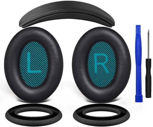 SOULWIT Ohrpolster + Kopfband Stirnband Headband+ Silikon Schutz Abdeckungen, Ersatz Kit für Bose QuietComfort 25(QC25)/SoundLink Around-Ear II(SoundLink AE2)/SoundTrue Around-Ear II(SoundTrue AE 2)