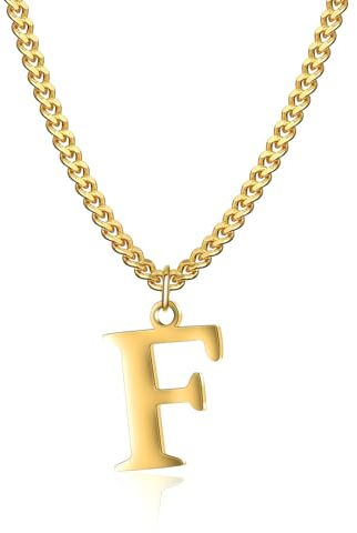 Symretie Goldkette mit Buchstaben F,14K Gold Vergoldet Initial Halskette,Edelstahl Kette mit F,Gold kettenanhänger kette für Damen Mädchen