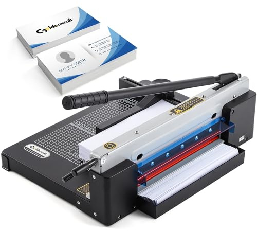 CGOLDENWALL Industrie Papierschneidemaschine mit Red-Line-Positionierung | Bis DIN A4, 400 Blatt, Stapelschneider, HSS-Klinge für 4 cm Max. Schnittdicke, Geeignet für Büro, Produktion, Leder und Stoff