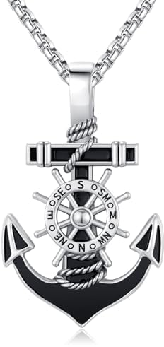 TwoAnts Anker Kette 925 Sterling Silber Kompass Anhänger Halskette Nautischer Schmuck Geschenke für Männer Herren Damen Küsten Kind