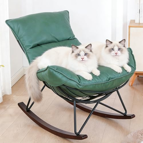 Mingone Schaukelsessel mit Metallrahmen und Dickem Kissen, Grün | Abnehmbares Kissen, bis 150 kg belastbar, Schlaf-, Wohnzimmer, Terrasse, Garten