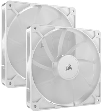 CORSAIR RS140 140mm Ventilateurs PWM – Connexion Daisy-Chain – Faible Bruit – Roulement à Dôme Magnétique – Paquet Double – Blanc