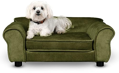 MG Design Haustiersofa in Olivgrün – stabiles Holzgestell, weich gepolstert, pflegeleicht – Hundesofa & Katzensofa, fertig montiert