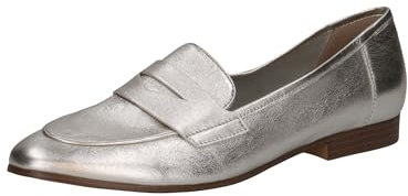 CAPRICE Damen Slipper aus Leder Elegant, Silber (Pearl Metallic), 38 EU