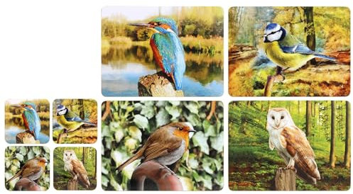 Sets of 4 Placemats with 4 Matching Coasters (Garden Birds Table Mats Coaster Set)