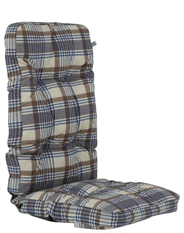 PATIO Stuhlauflage Hochlehner Cordoba 124 x 48 cm Sitzauflage kariert Taschen zur Befestigung für Gestell bis 45 cm breit mit Ø 18 mm Rohrdicke