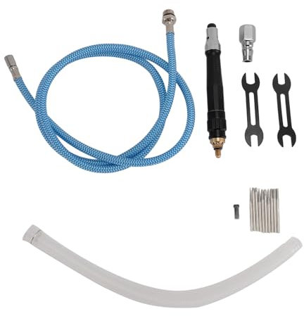 Mini Stabschleifer Bleistiftschleifer Druckluft, 70000U/min, NPT1/4in Anschluss, Mini Feinschleifer mit 3mm Spannzange und 10 Bits