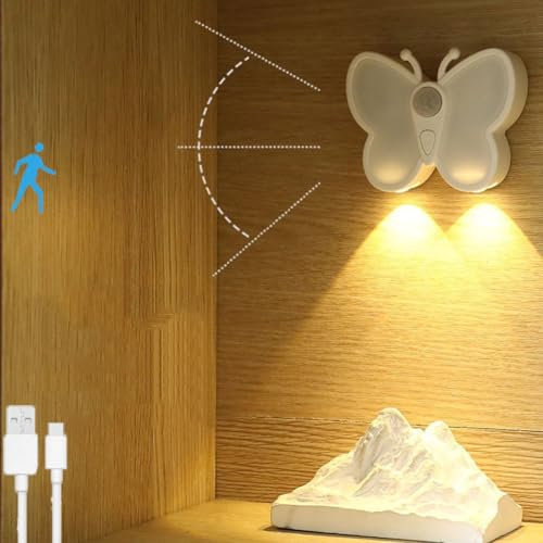 LOGT LED Akkus Wandleuchte Innen mit Bewegungsmelder Wandlampe mit Ohne Stromanschluss Night Light Kabellose mit Schalter Magnetisch Wandbeleuchtung Unendliches Dimmen für Schlafzimmer Wohnzimmer