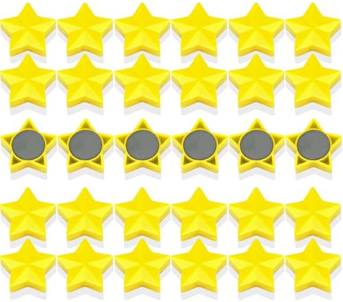 30 Stück Sterne Magnete 30mm Gelb für Magnettafel, Whiteboard & Kühlschrank | Für Schule, Seminare, Büro, Schließfächer & Zuhause. Starke Haftung, robust, leicht, ideal zum Organisieren.