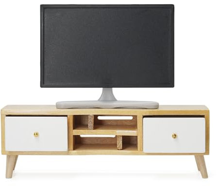 Odoria Puppenhaus Fernseher Miniatur Fernsehtisch: 1/12 Maßstab TV Schrank für Wohnzimmer Schlafzimmer Modern - Mini Möbel Holz Fernsehschrank Skandinavisch