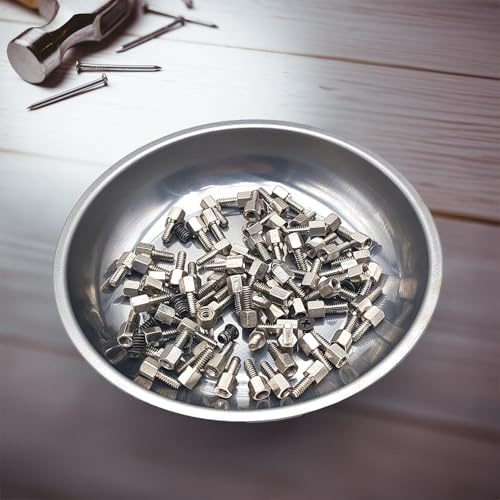 Vaschetta Magnetica Ø150mm per Viti Bulloni Chiodi | Ciotola Calamita in Acciaio Inox | Grande Tenuta Magnetica | Base Gommata Antigraffio | Ideale per Officina e Fai da Te