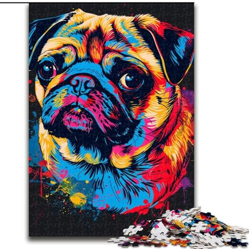 Puzzle für Erwachsene, 1000-teiliges Mops-Kunstpuzzle aus Pappe, perfekt für Halloween, Weihnachten, Geburtstagsgeschenk, 1000 Teile(26x38cm)