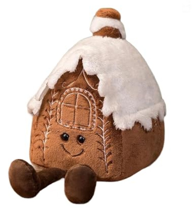 Fegtrtyoa Christmas New Plush Pillow Stuffed Chocolate Cookie House Shape Decor Cushion Cute Funny XMas Tree Party Decor Doll C