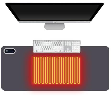 Heated Mouse Pad,80×33cm Office Desk Mat,5 Levels Heating & 4 Hours Automatic Shut-Off,Gaming Mousepad for Keyboard Laptop Office and Home (Rock lime)