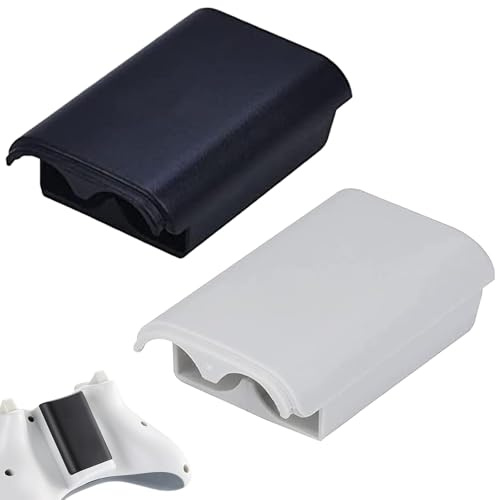 2 Pack Battery Pack Cover for Microsoft Xbox 360 Controller, Black & White | Battery Pack Cover Replacement for Xbox 360 Controllers Wireless,360 Controller Battery Cover for Xbox 360 Battery Pack