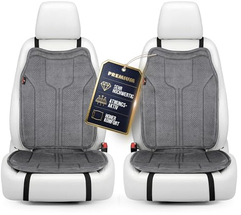 Walser Premium Sitzauflage Auto Nubo, 2 Sitzschoner Auto anthrazit, hochwertige Autositzauflage 2 Stück, Sitzbezug PKW Vordersitze im Alcantara-Look, Schonbezug Autositz, Autositzauflage Vordersitz