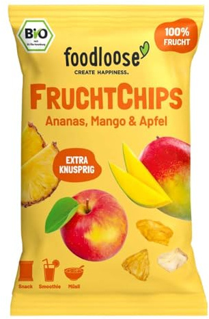 foodloose Fruchtchips, Ananas, Mango & Apfel, 20g