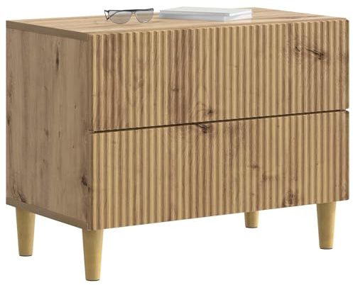 vidaXL Nachttisch Artisan-Eiche 62 x 34,5 x 48 cm Holzwerkstoff, Vintage Schlafzimmermöbel, rechteckiger Nachttisch, viel Stauraum, kompakter Holztisch, praktischer Raumorganizer