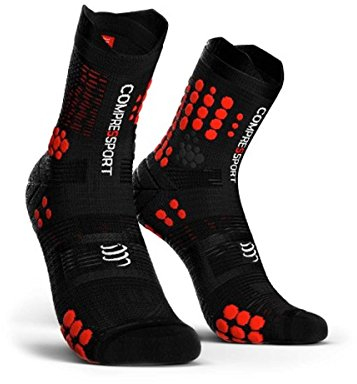 COMPRESSPORT Homme Pro Racing Socks V3.0 Trail, Noir Rouge, 42-44 EU