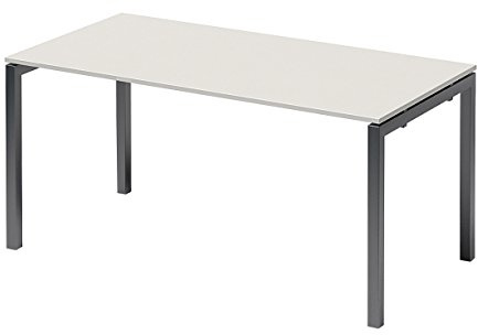 BISLEY Cito Schreibtisch, 740 mm höhenfixes U-Gestell, Metall, Gw334 Dekor Grauweiß, Gestell Anthrazitgrau, 80 x 160 x 74 cm