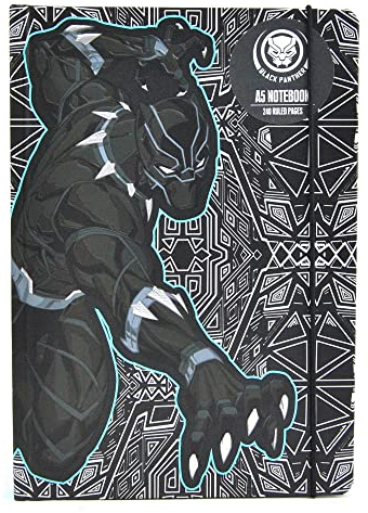 Marvel Comics Notebook A5 Panther Half Moon, Kombination, Schwarz und Grau, 22.8 x 16 x 2.4 cm